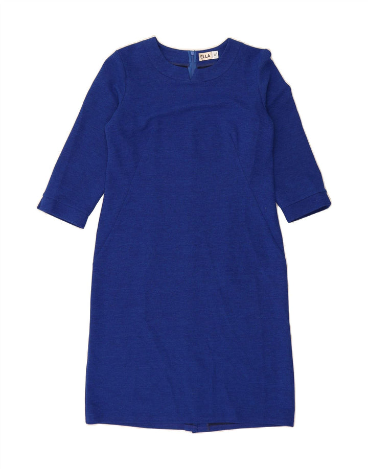 VINTAGE Womens 3/4 Sleeve Sheath Dress IT 42 Medium Blue Vintage Vintage and Second-Hand Vintage from Messina Hembry 