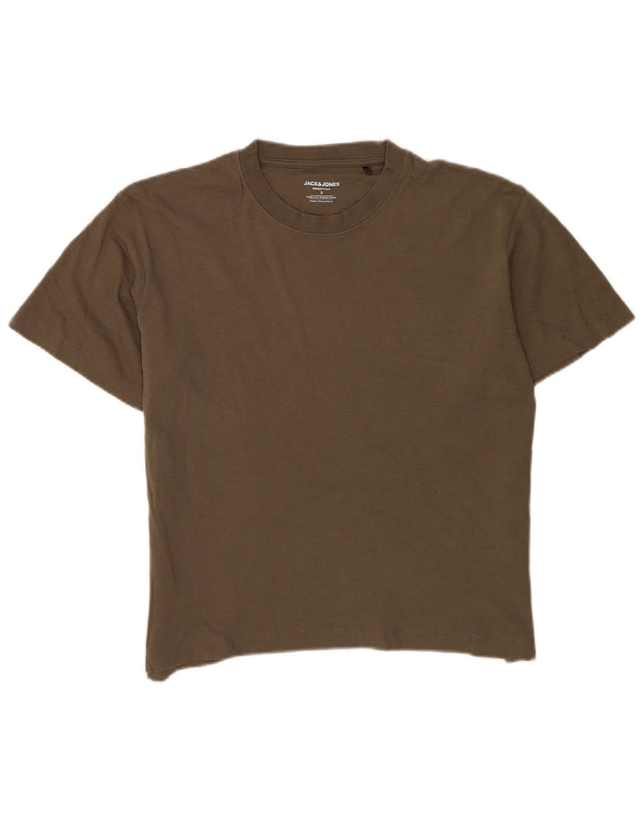 Jack & Jones Ανδρικό T-Shirt Top Μικρό Χακί Βαμβακερό