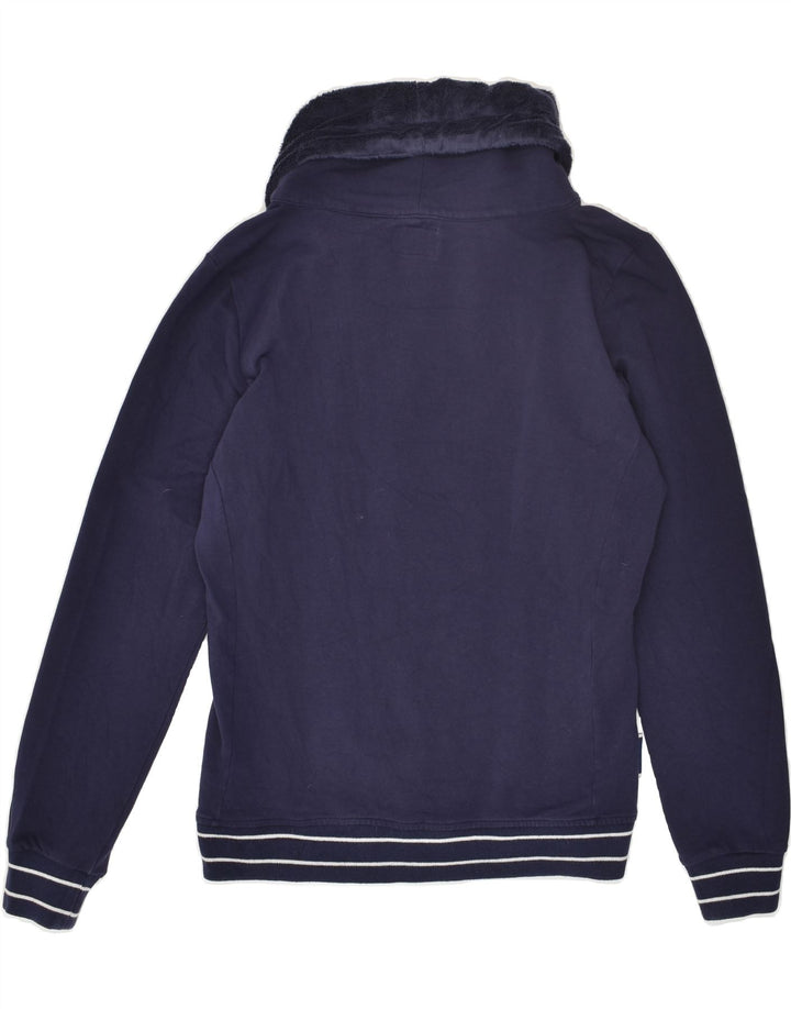 CHAMPION Womens Roll Neck Sweatshirt Jumper UK 16 Large Navy Blue Cotton | Vintage Champion | Thrift | Second-Hand Champion | Used Clothing | Messina Hembry 