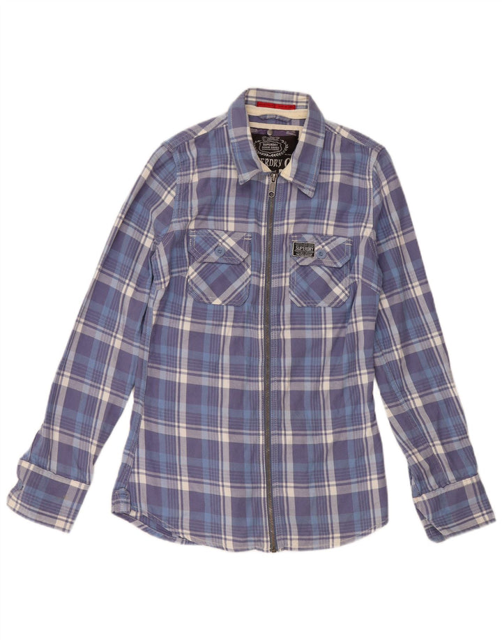 Γυναικείο φανελένιο πουκάμισο SUPERDRY UK 6 XS Blue Check Cotton