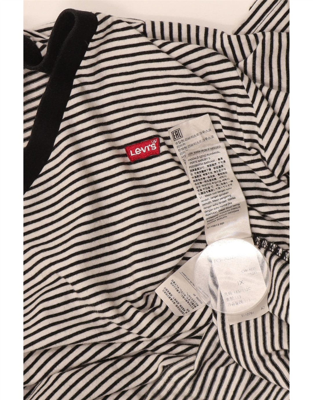 Γυναικείο T-Shirt Levi's Top UK 18 XL Μαύρο ριγέ βαμβακερό