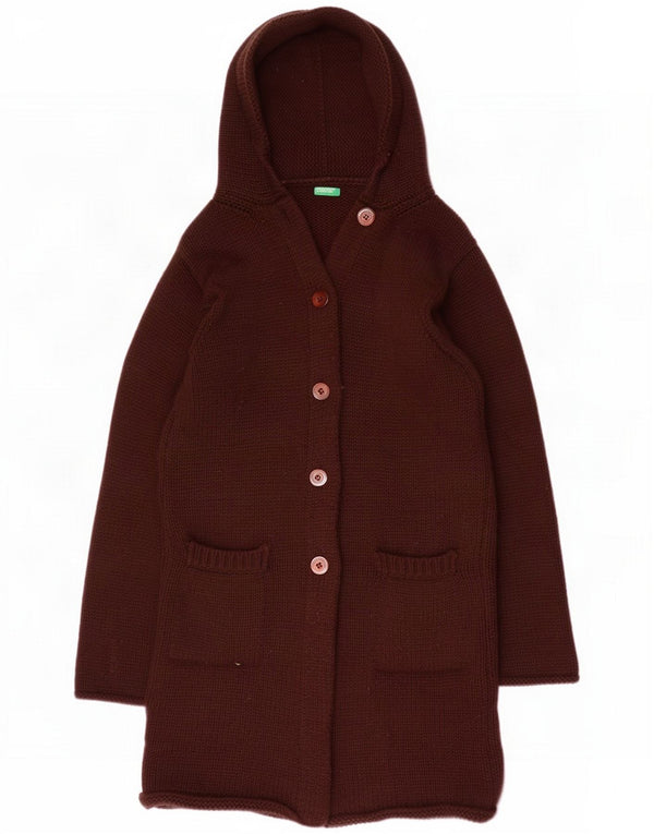 Γυναικείο πουλόβερ με κουκούλα Benetton UK 10 Small Brown