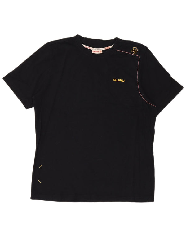 Guru Womens Graphic T-Shirt Top UK 20 2XL Black Cotton