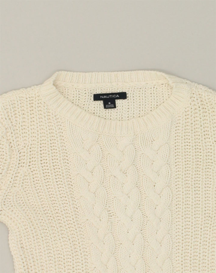 NAUTICA Womens Crew Neck Jumper Sweater UK 8 Small White Cotton | Vintage Nautica | Thrift | Second-Hand Nautica | Used Clothing | Messina Hembry 
