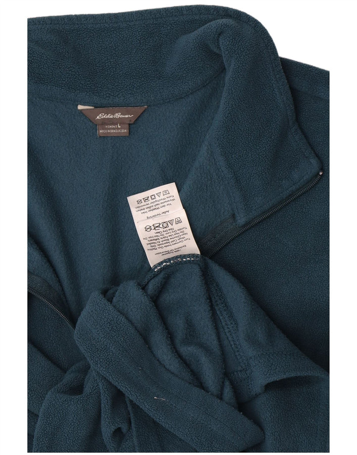 Eddie Bauer Γυναικείο φερμουάρ με λαιμόκοψη φλις άλμα UK 16 μεγάλο μπλε πολυεστέρας