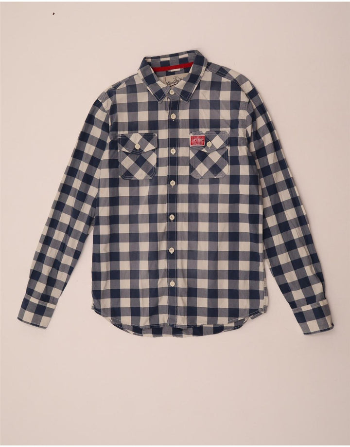 Ανδρικό πουκάμισο Superdry 2XL Blue Gingham Cotton