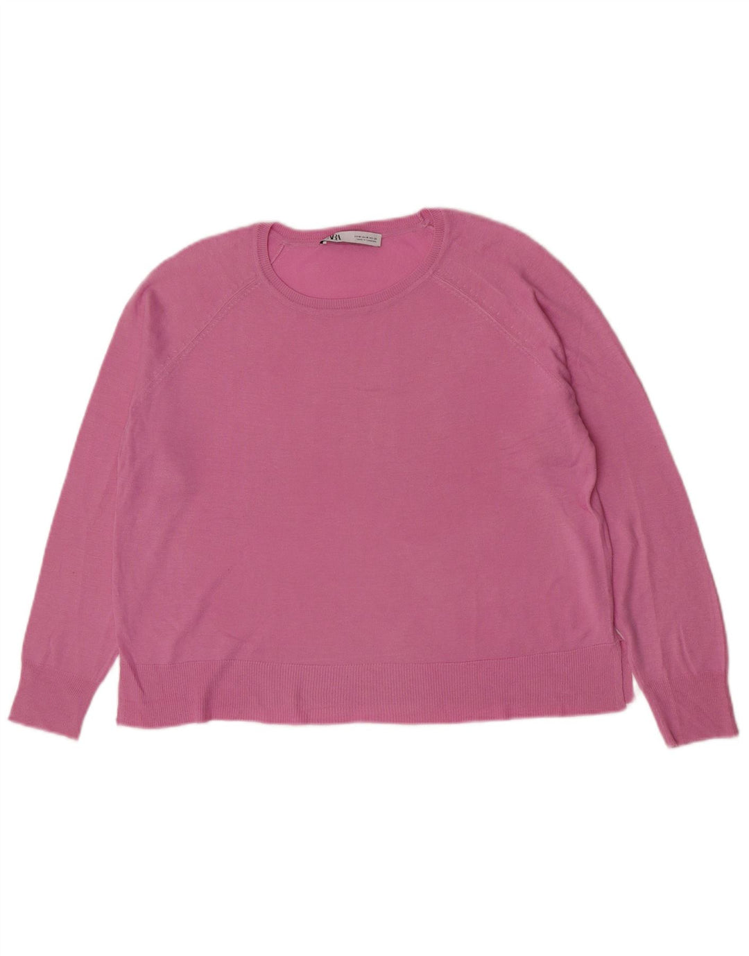 Zara Γυναικείο πουλόβερ με λαιμόκοψη UK 14 Medium Pink