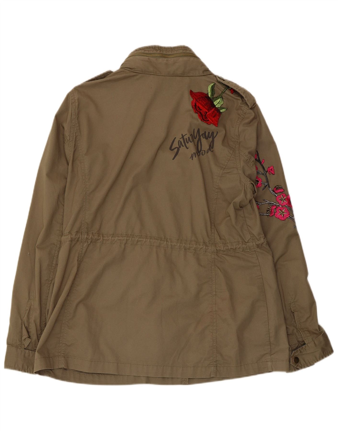 DESIGUAL Γυναικείο γραφικό Military Jacket EU 42 Large Khaki Cotton Butterfly