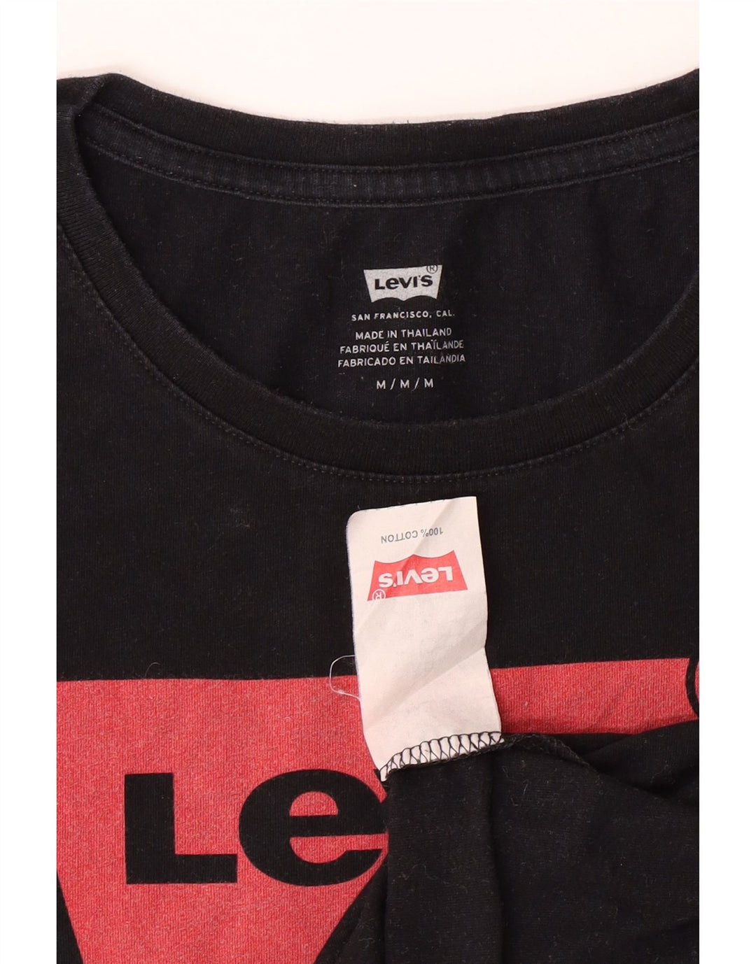 LEVI'S Womens Graphic T-Shirt Top UK 12 Medium Black Cotton Vintage Levi's and Second-Hand Levi's from Messina Hembry 