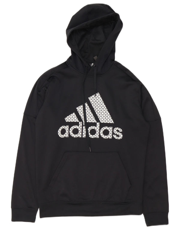 ADIDAS Mens Climawarm Graphic Hoodie Jumper Μεσαίο Μαύρο Πολυεστέρας