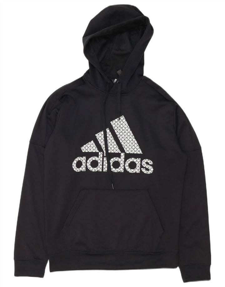 ADIDAS Mens Climawarm Graphic Hoodie Jumper Μεσαίο Μαύρο Πολυεστέρας