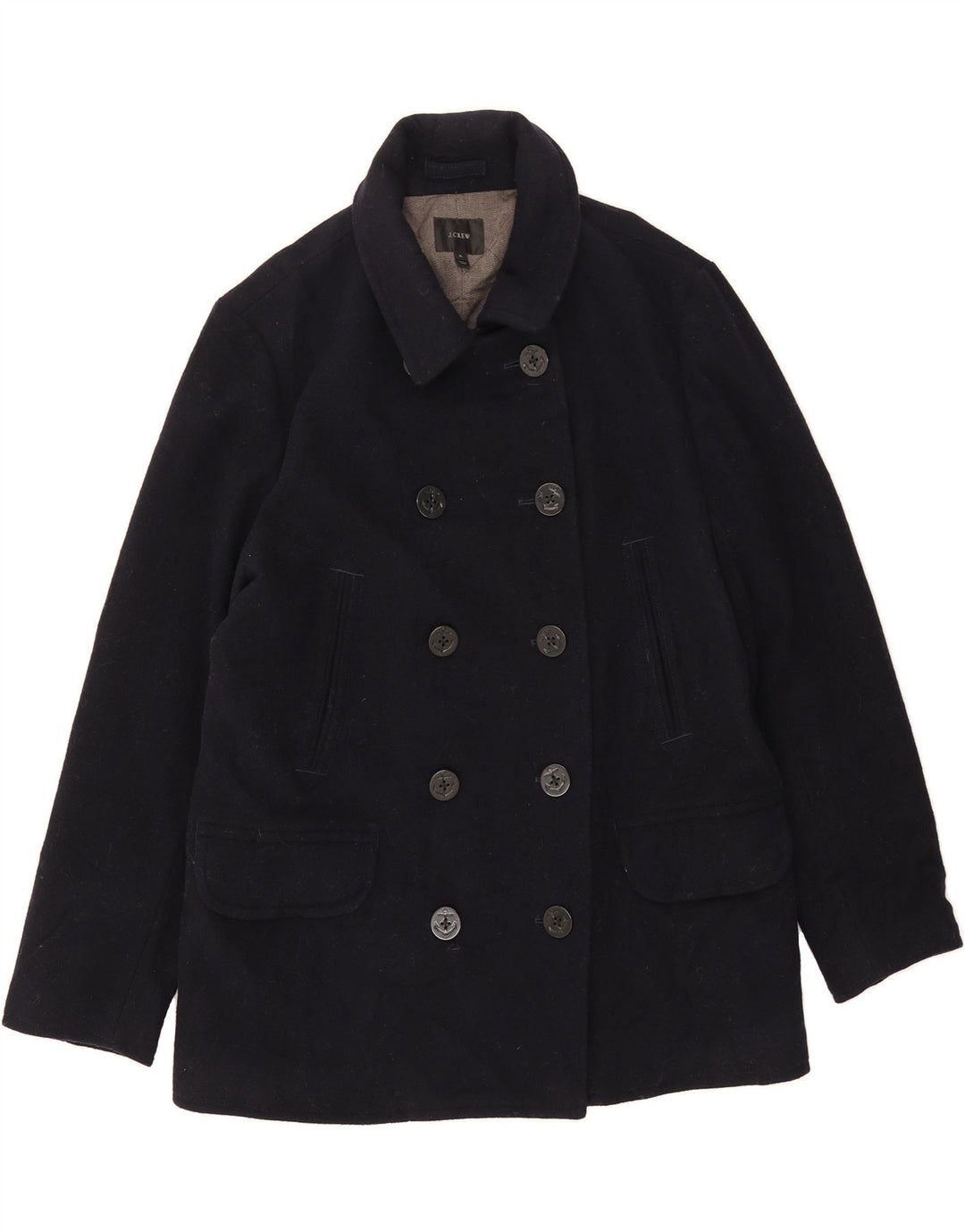J. CREW Ανδρικό παλτό μπιζελιού UK 42 XL Navy Blue Wool