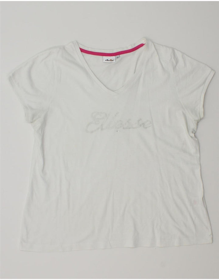 Ellesse Γυναικείο T-Shirt Top UK 20 2XL Λευκό βαμβακερό