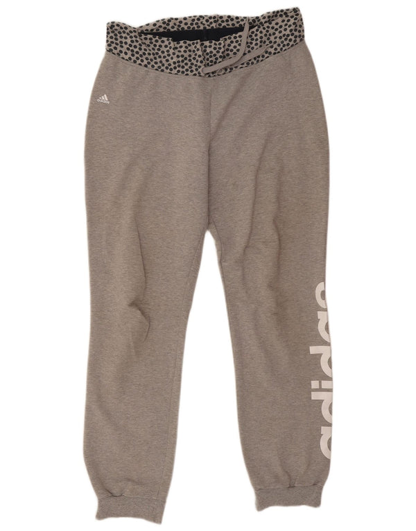 Γυναικεία αθλητική φόρμα γραφικών Adidas Παντελόνι Joggers UK 14 Large Grey Polka Dot