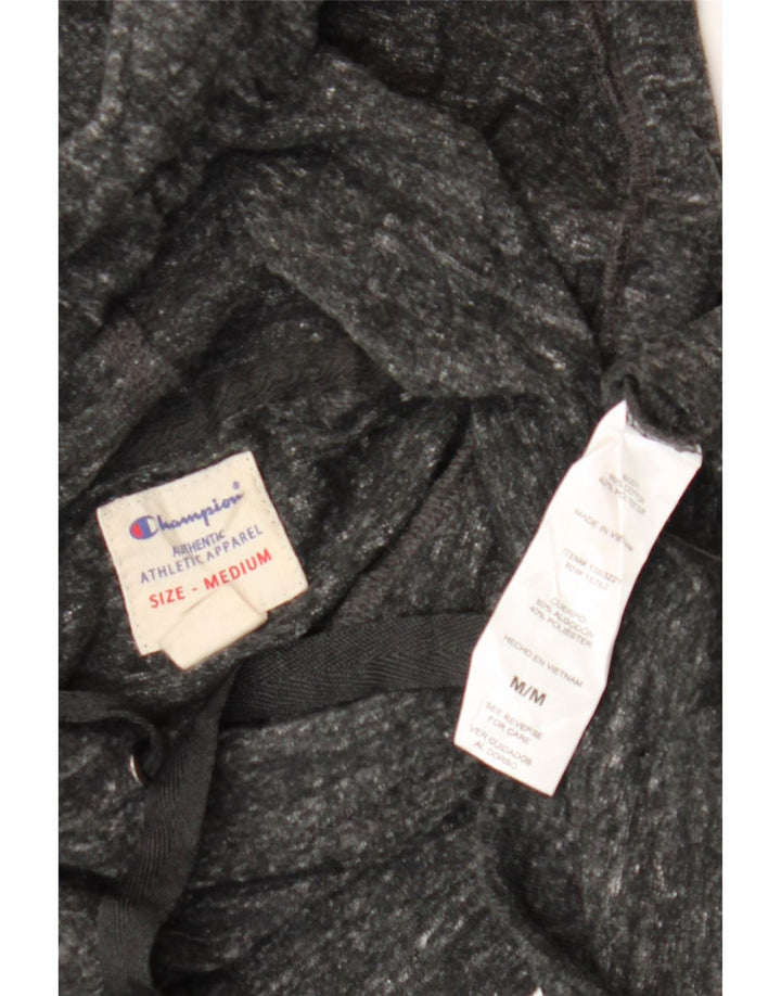 CHAMPION Γυναικεία γραφικά φούτερ με κουκούλα UK 14 Βαμβακερό ύφασμα μεσαίου γκρι