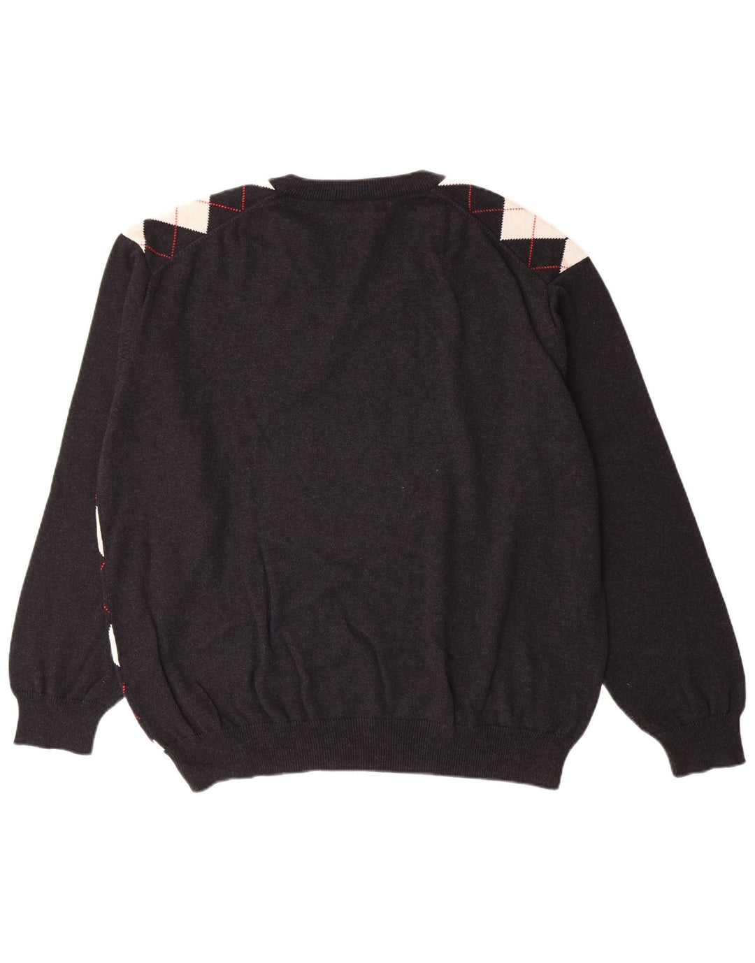 Ανδρικό πουλόβερ με λαιμόκοψη LACOSTE, μέγεθος 8 3XL Μαύρο Argyle/Διαμαντένιο Βαμβάκι