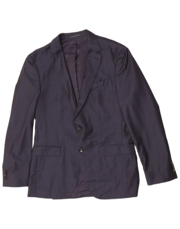 Hugo Boss Mens 2 Button Blazer Jacket IT 48 Medium Navy Blue Gingham