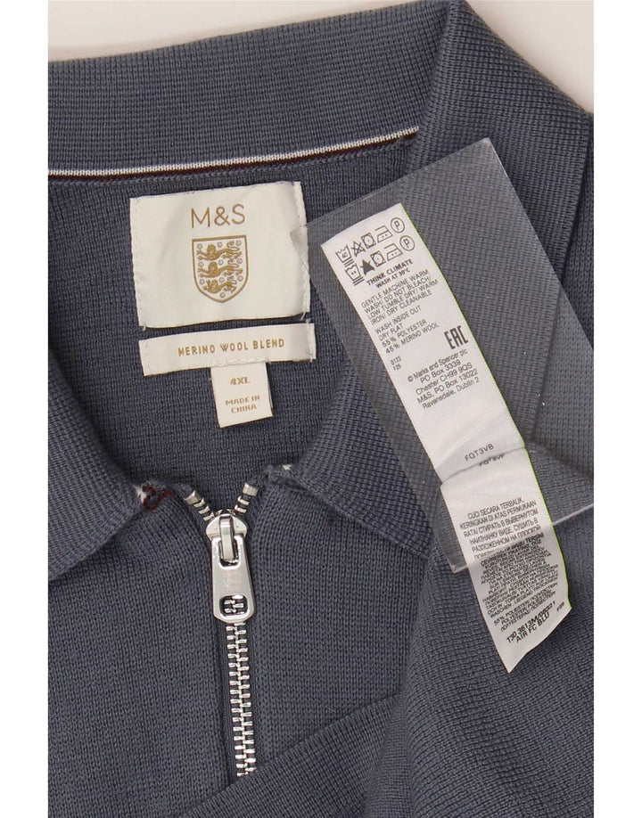 Ανδρικό πουλόβερ ζακέτα Marks & Spencer 4XL Blue Polyester