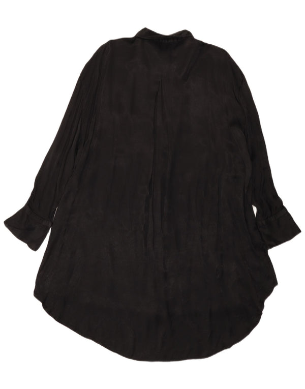 Zara Γυναικείο πουκάμισο Oversized Φόρεμα UK 10 Small Black Viscose