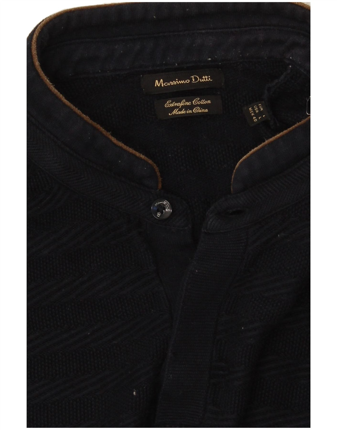 Massimo Dutti Ανδρικό πουλόβερ με κουμπιά λαιμόκοψη μεγάλου μπλε ριγέ
