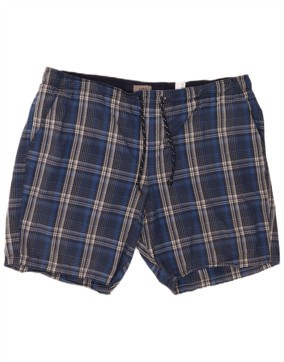 Ανδρικό σορτς κολύμβησης Marks & Spencer 2XL Blue Check Cotton