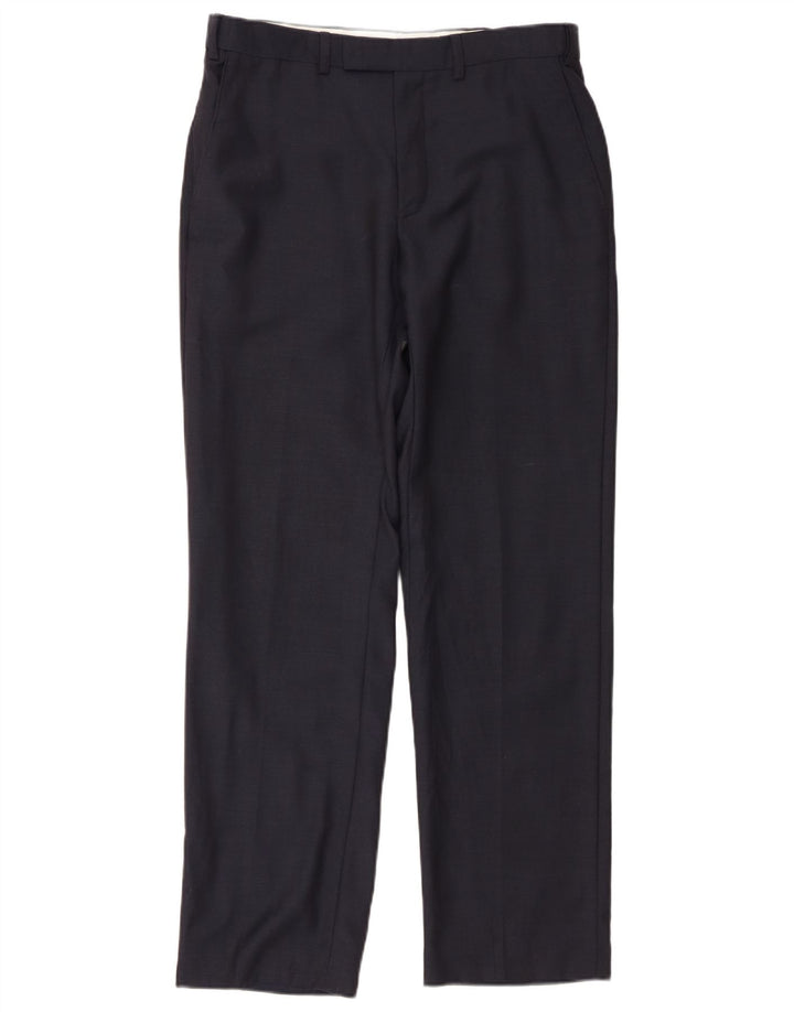 Ανδρικό ίσιο παντελόνι Marks & Spencer W32 L31 Navy Blue Wool