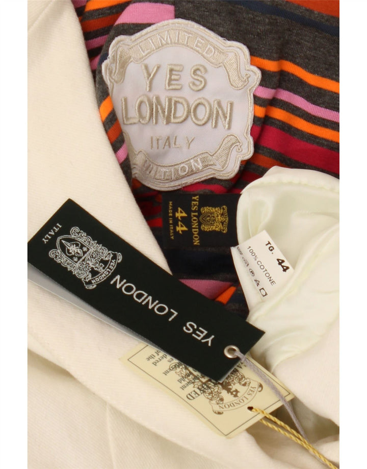 Yes London Womens 2 Button Blazer Jacket IT 44 Medium White Cotton