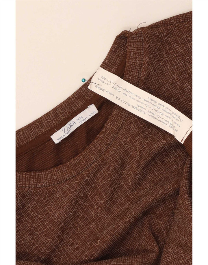 Zara Γυναικείο Φόρεμα Σκηνής UK 16 Large Brown Πολυεστέρας