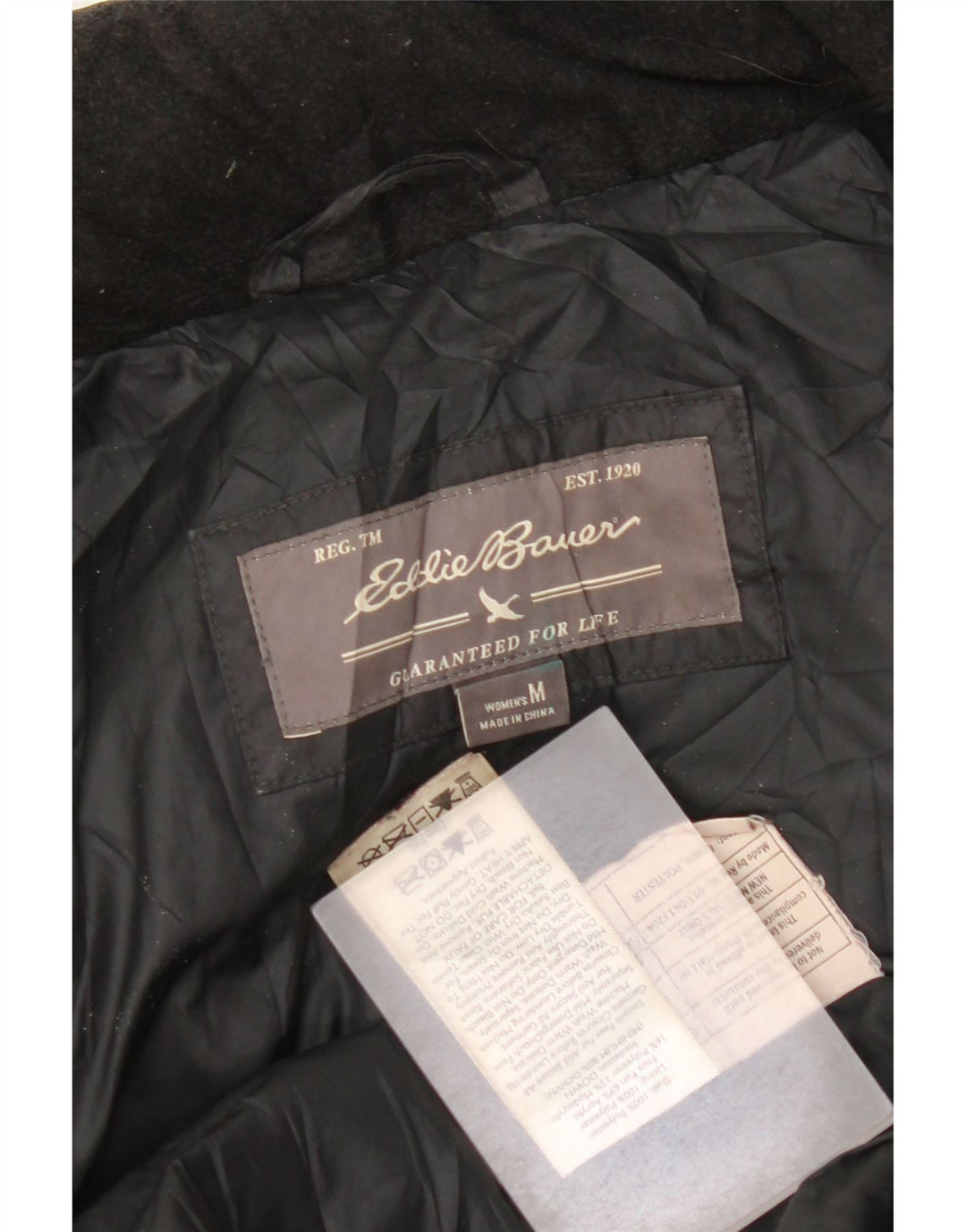 Γυναικείο παλτό με κουκούλα Eddie Bauer UK 14 μεσαίο μαύρο πολυεστέρας