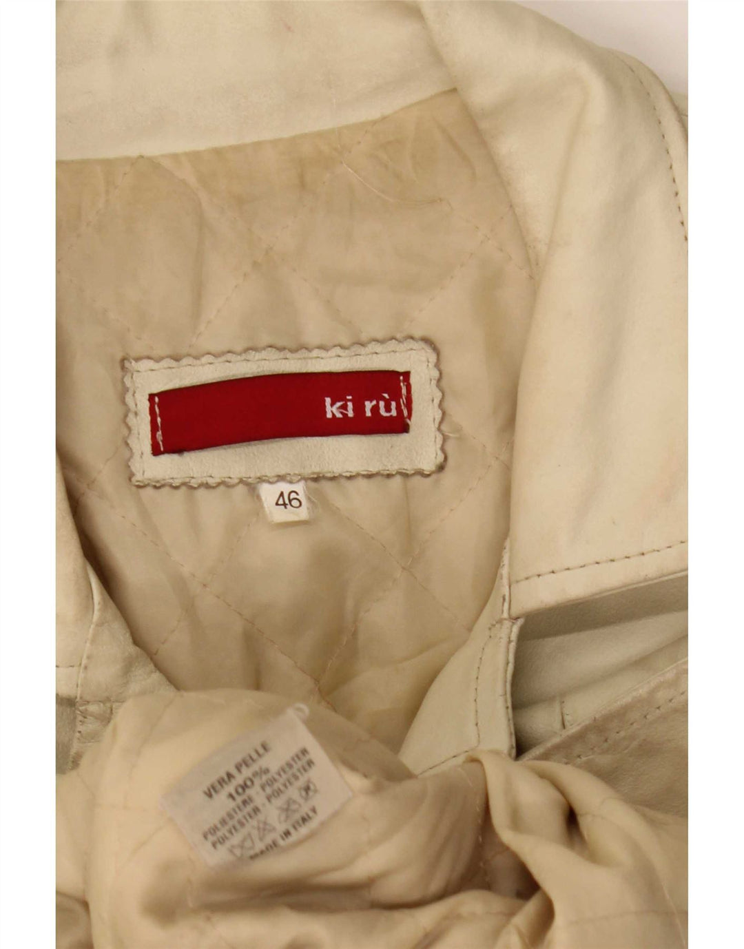 Vintage Γυναικείο Δερμάτινο Παλτό IT 46 Large Beige