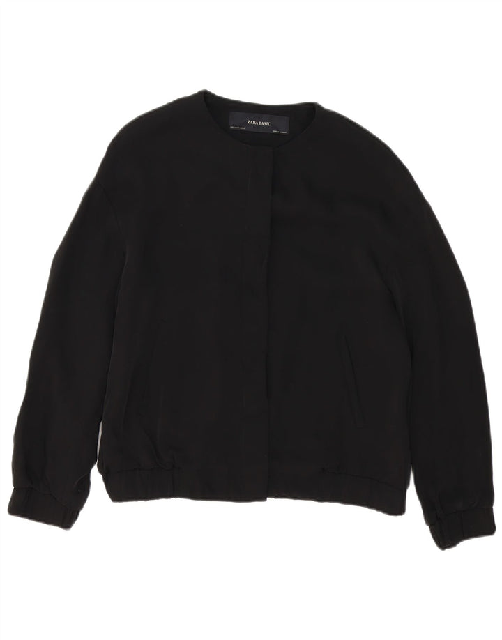 Zara Γυναικείο Oversized Bomber Jacket UK 10 Small Black Polyester
