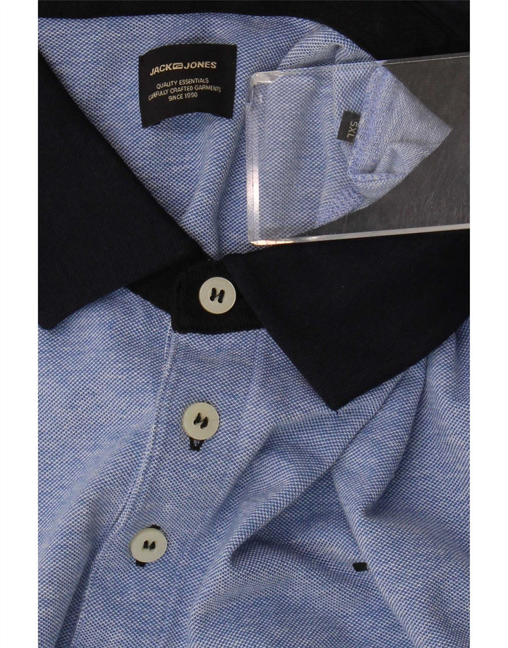 Jack & Jones Ανδρικό μπλουζάκι πόλο 5XL μπλε χρώματος
