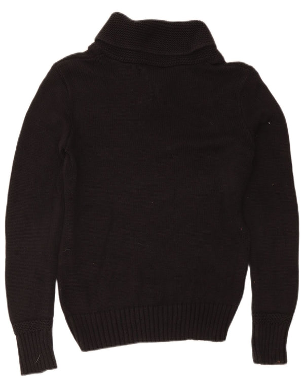 Ralph Lauren Γυναικείο πουλόβερ με λαιμό σάλι UK 12 μεσαίο μαύρο βαμβακερό