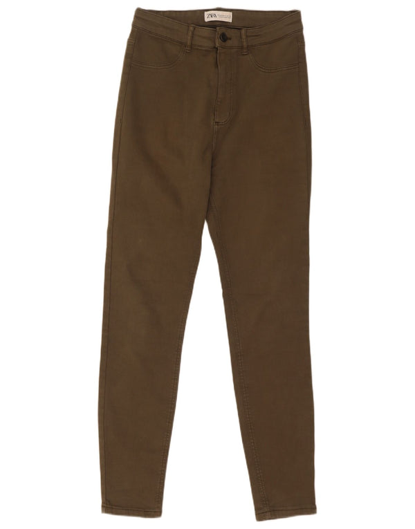 Zara Γυναικείο Skinny Jeans EU 38 Small W28 L28 Χακί βαμβακερό