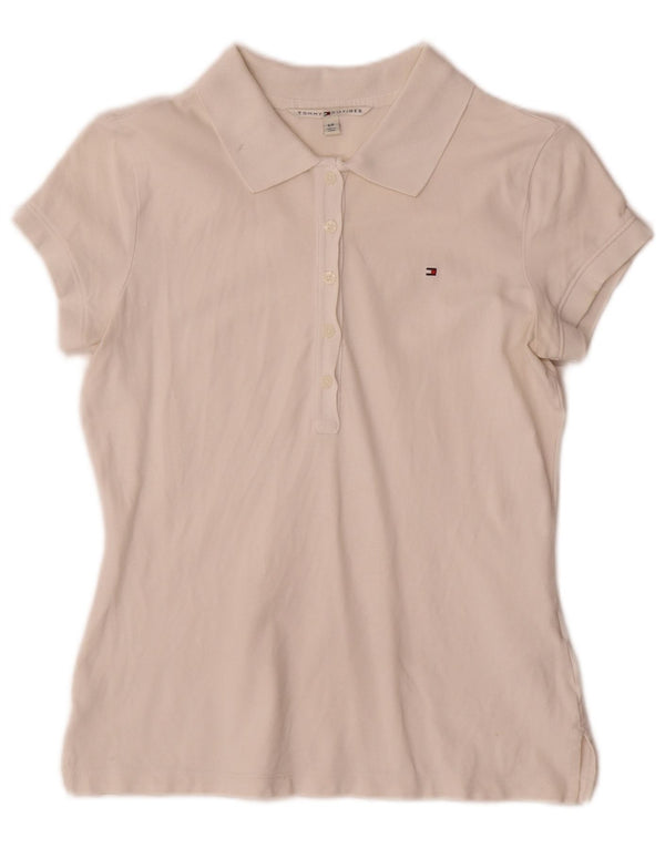 Tommy Hilfiger Γυναικείο Πόλο Μπλουζάκι UK 10 Small λευκό βαμβακερό