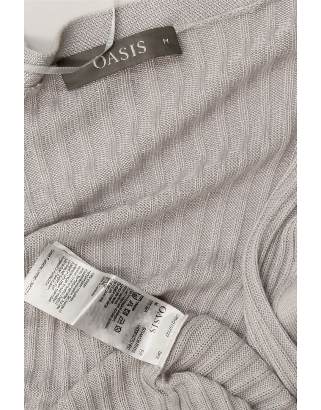 Γυναικείο Oasis Longline ανοιχτό πουλόβερ ζακέτα UK 14 μεσαίο γκρι βισκόζη