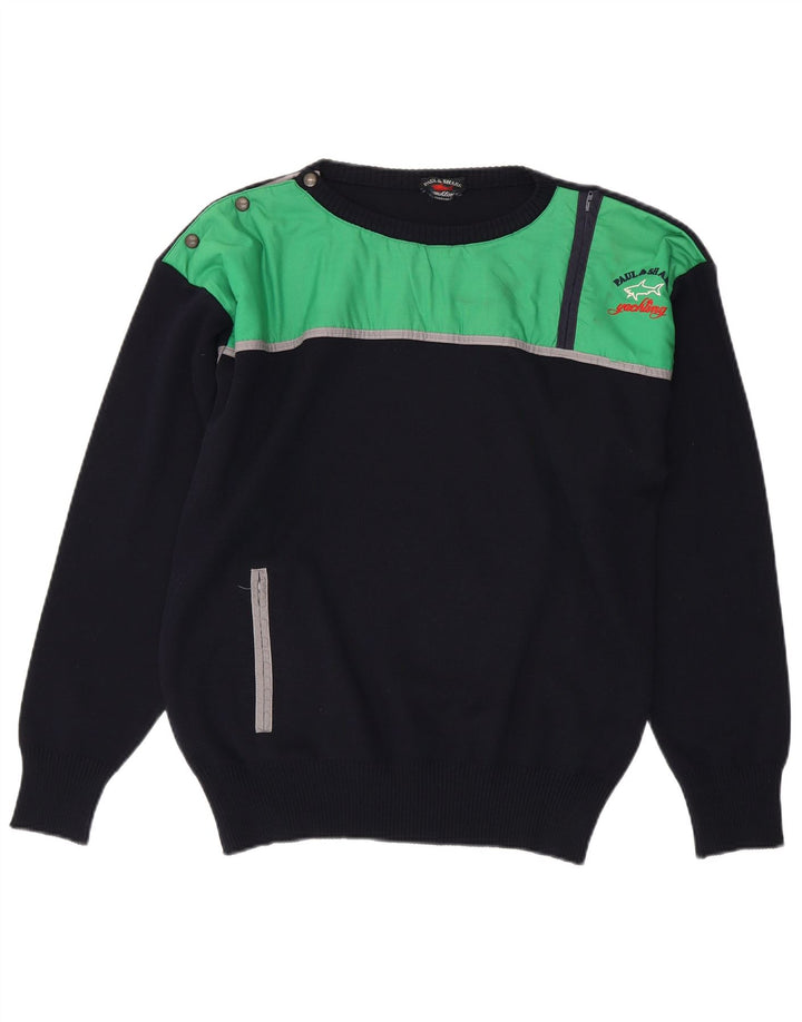 Ανδρικό πουλόβερ με φερμουάρ Paul & Shark, παρθένο μαλλί, μεσαίο μπλε ναυτικό