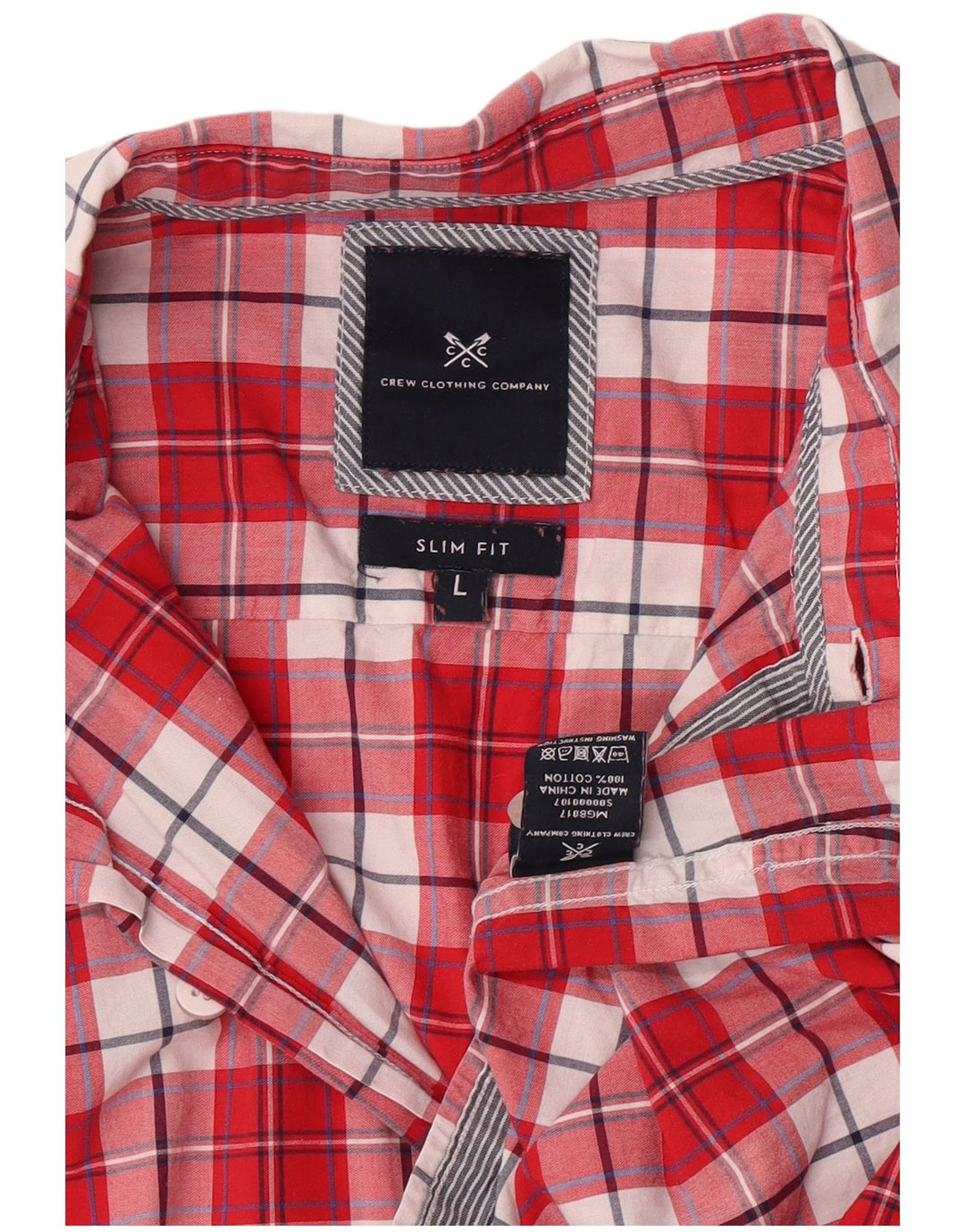 Ανδρικό πουκάμισο Crew Clothing Slim Fit, μεγάλο κόκκινο βαμβακερό