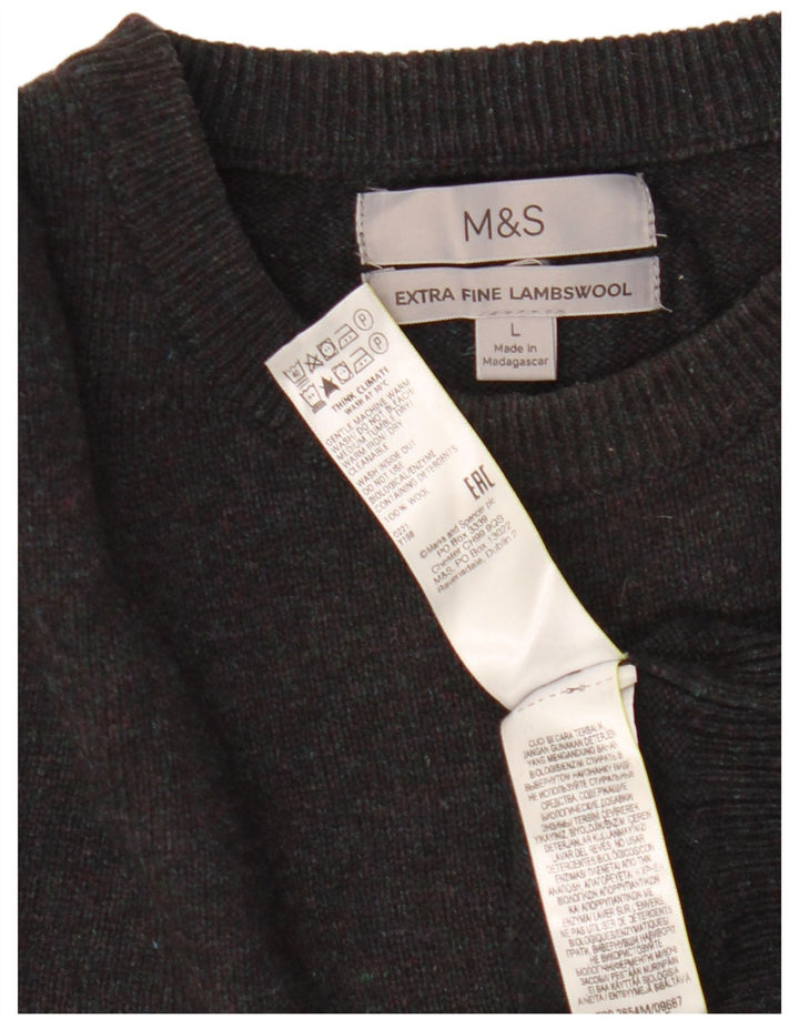Marks & Spencer Ανδρικό πουλόβερ με λαιμόκοψη, μεγάλο μαύρο μάλλινο