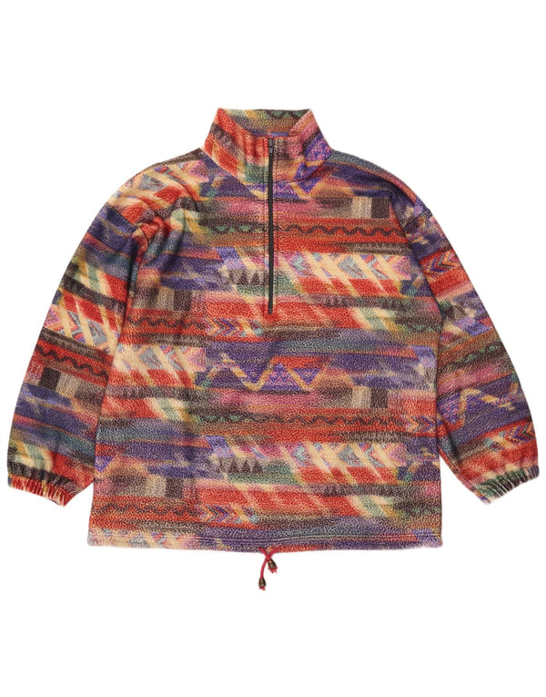 VINTAGE Γυναικείο φλις πουλόβερ UK 14 Medium Πολύχρωμο