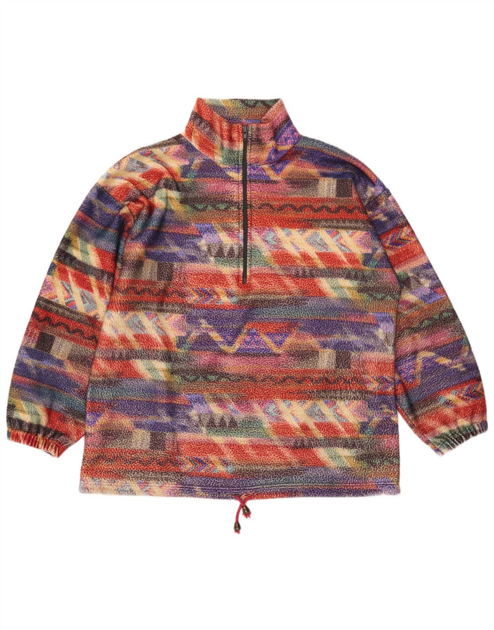 VINTAGE Γυναικείο φλις πουλόβερ UK 14 Medium Πολύχρωμο