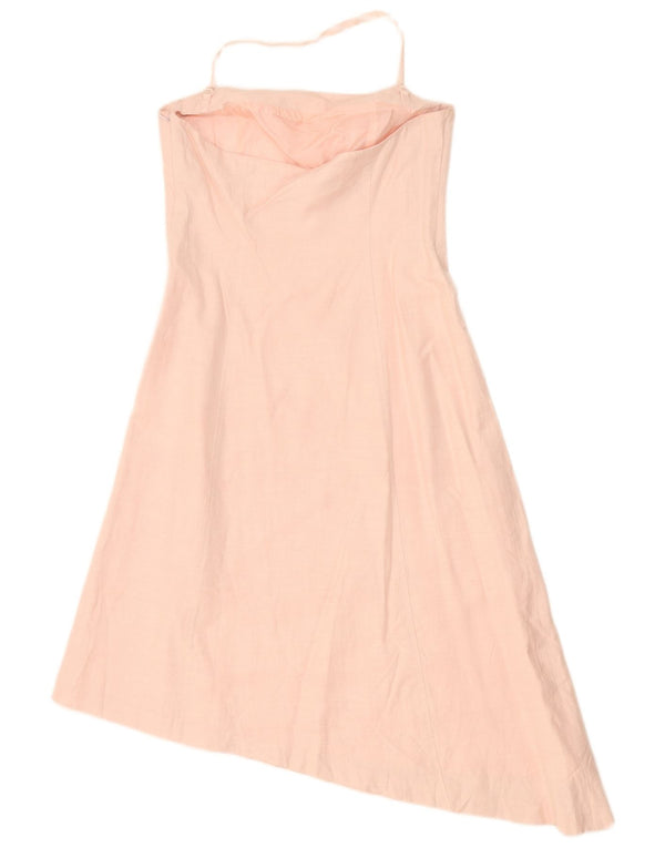 Γυναικείο Asymmetric Halter φόρεμα Oasis UK 12 Medium Pink Floral Viscose