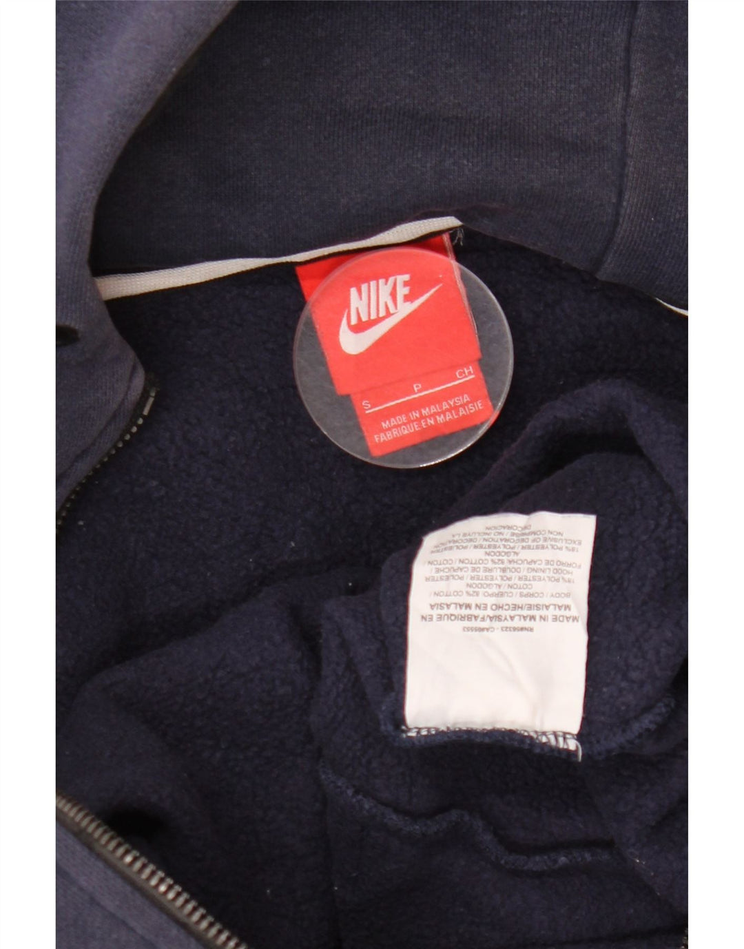 Γυναικείο πουλόβερ NIKE με φερμουάρ UK 10 Small Navy Blue βαμβακερό