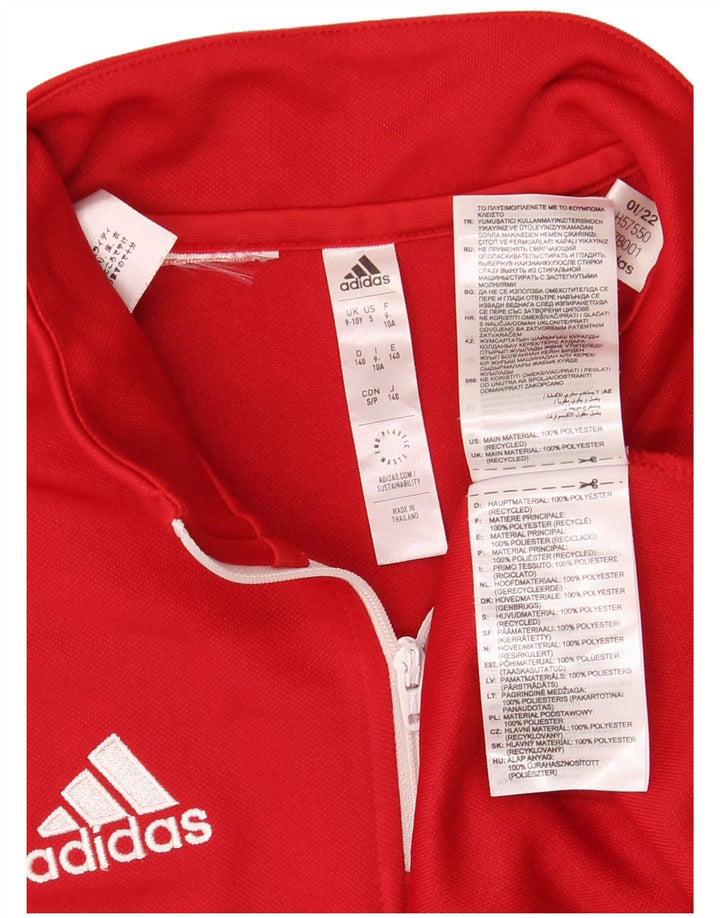 ADIDAS Boys Aeroready Graphic Zip Lack Top Μακρυμάνικο 9-10 ετών Κόκκινο