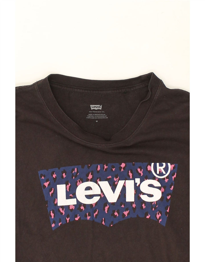LEVI'S Womens Graphic T-Shirt Top UK 14 Medium Black Cotton | Vintage Levi's | Thrift | Second-Hand Levi's | Used Clothing | Messina Hembry 