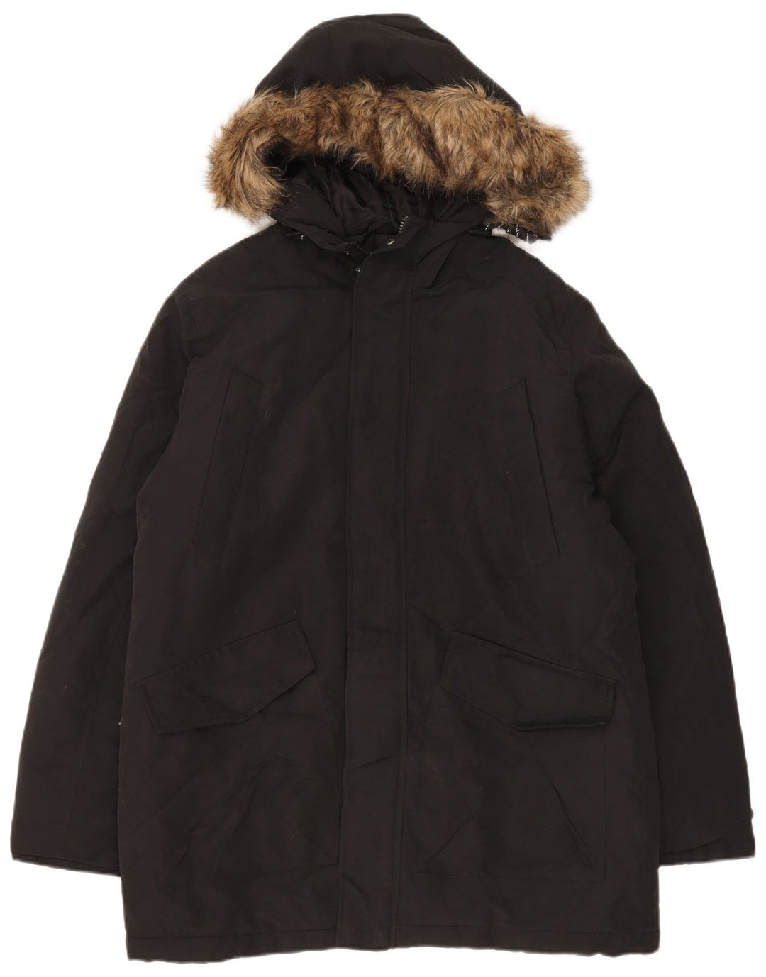 Jack & Jones Ανδρικό μπουφάν Parka με κουκούλα UK 40 μεγάλο μαύρο πολυεστέρα