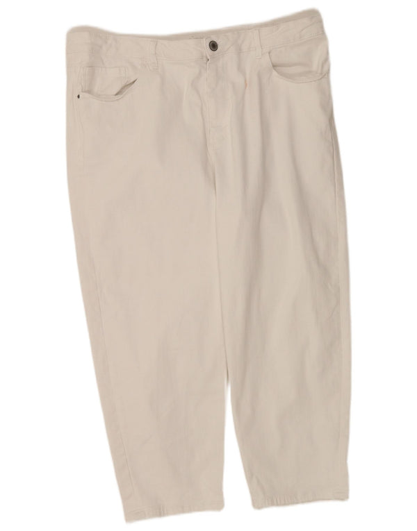 Marks & Spencer Γυναικεία Capri Jeans UK 22 3XL W42 L22 Λευκό βαμβακερό