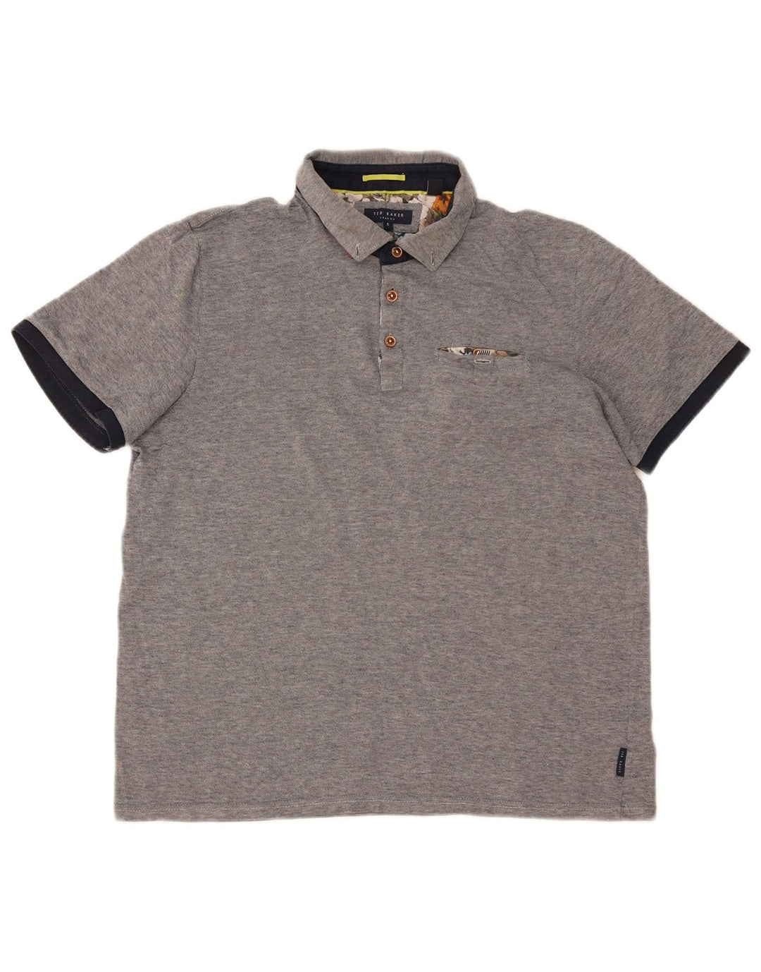 TED BAKER Ανδρικό πουκάμισο πόλο μεγέθους 5 XL Γκρι βαμβακερό