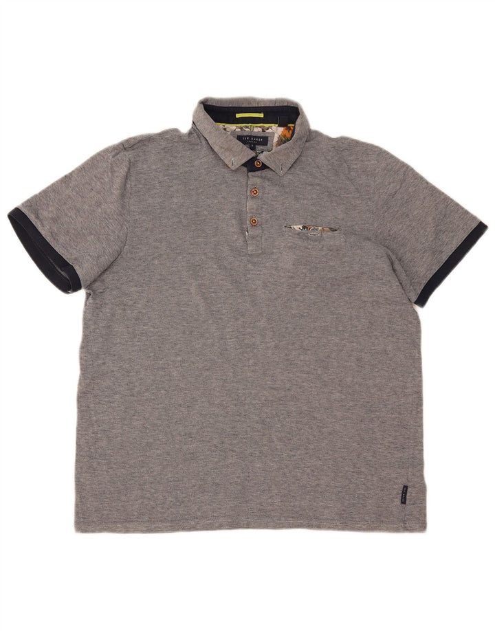 TED BAKER Ανδρικό πουκάμισο πόλο μεγέθους 5 XL Γκρι βαμβακερό