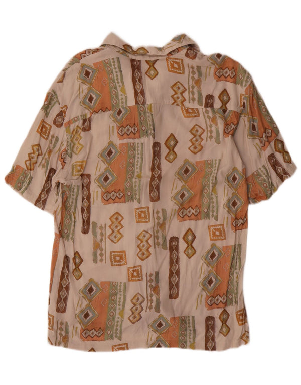 Ανδρικό κοντομάνικο πουκάμισο Pull & Bear XS Beige Geometric